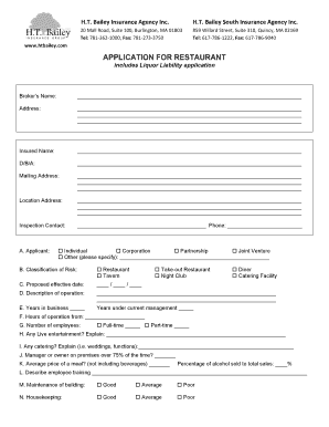 Restaurant Insurance Application