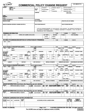 Commercial Policy Change Request Form