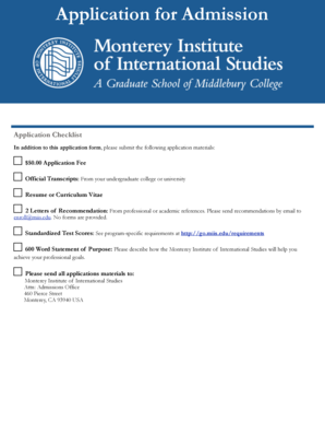 Monterey Institute Application Form