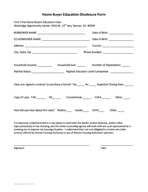 Home Buyer Education Disclosure Form