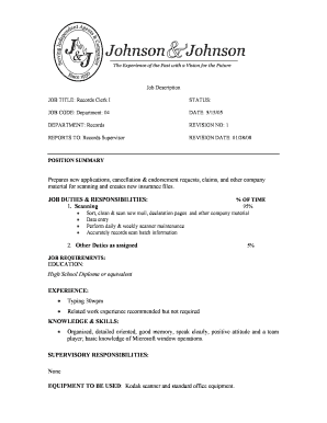 Records Clerk Job Description