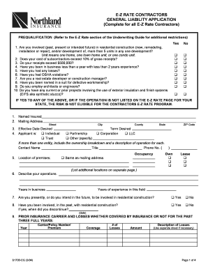 E-Z Rate Contractors General Liability Application