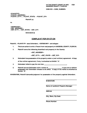 Florida Eviction Complaint Form