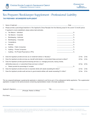 Tax Preparer Bookkeeper Supplement Application
