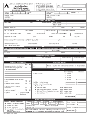 American Modern Golf Cart Insurance Application