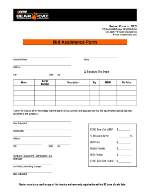 Bid Assistance Form
