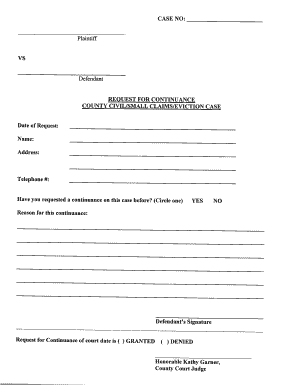 Request for Continuance Form