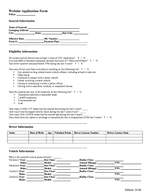 Commercial Truck Insurance Application Form