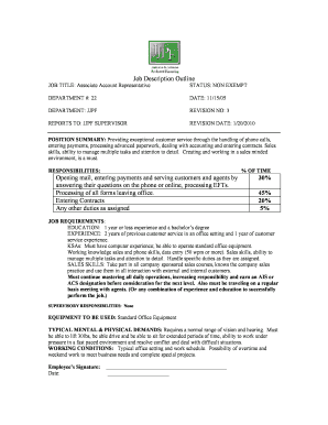 Associate Account Representative Job Description