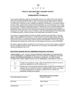 Terrorism Coverage Disclosure Notice