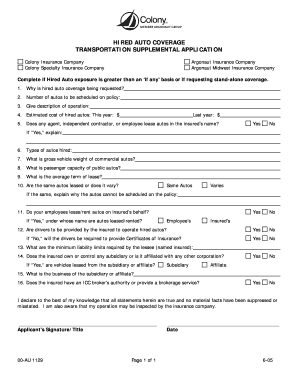 Hired Auto Coverage Application