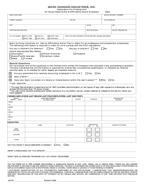Mark Dunning Industries Employment Application