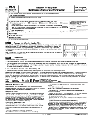 IRS Form W-9 Request for Taxpayer Identification Number and Certification