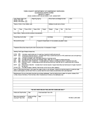 York County Identity Theft Report Form