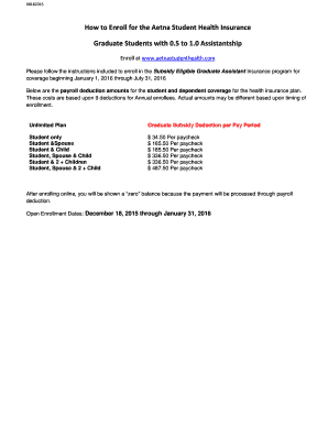 Aetna Student Health Insurance Enrollment Form