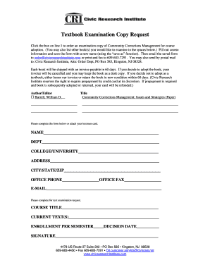 Textbook Examination Copy Request Form