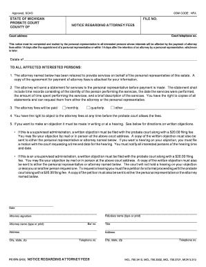 Michigan Notice Regarding Attorney Fees