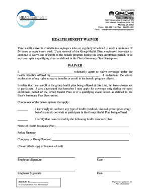 Health Benefit Waiver Form