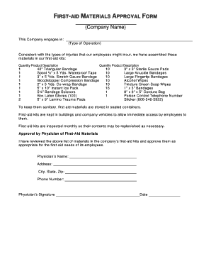 First-Aid Materials Approval Form