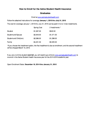 Aetna Student Health Insurance Enrollment Form