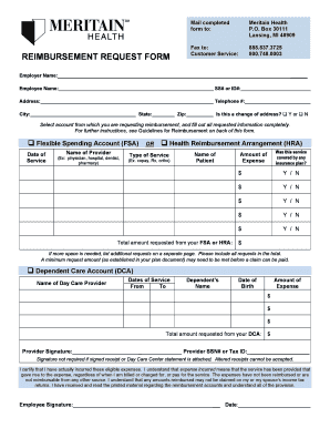 Meritain Health Reimbursement Request Form
