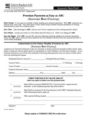 Liberty Bankers Life Insurance ABC Authorization