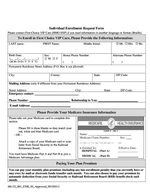 First Choice VIP Care Medicare Enrollment Form