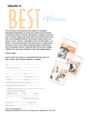 Best for Women Magazine Subscription Form