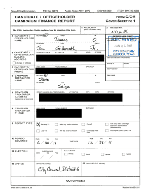 Texas Ethics Commission Campaign Finance Report