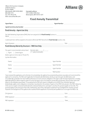 Allianz Life Fixed Annuity Transmittal Form