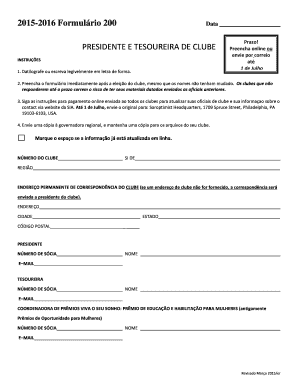 Formulário de Informações de Oficiais do Clube