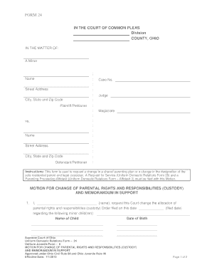 Motion for Change in Custody - Ohio
