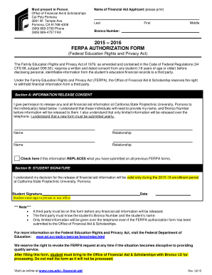 FERPA Authorization Form