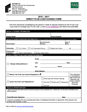 Direct PLUS Loan Change Form