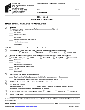 Financial Aid Information Update Form