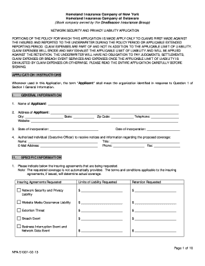 Network Security and Privacy Liability Application