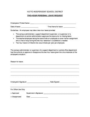 Two-Hour Personal Leave Request