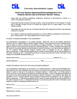UIL Anabolic Steroid Agreement Form