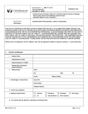 Contractors Professional Liability Insurance Application