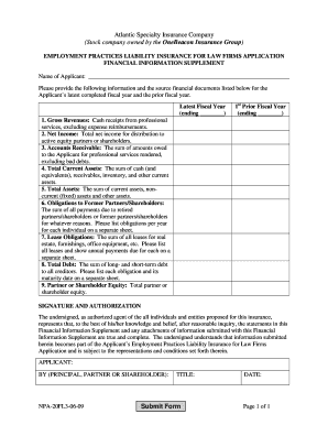 Employment Practices Liability Insurance Application for Law Firms