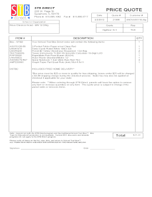 School Supply Order Form