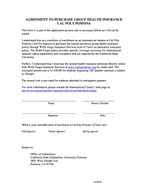 Agreement to Purchase Group Health Insurance