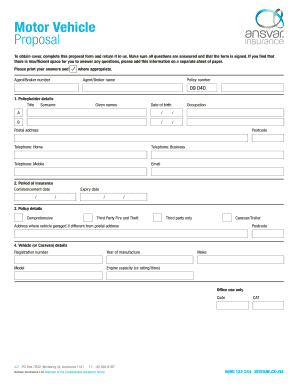 Motor Vehicle Insurance Proposal Form