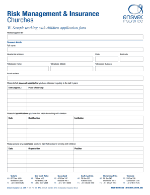 Church Working with Children Application Form