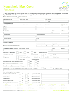 Household MaxiCover Insurance Proposal