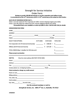 Strength for Service Initiative Order Form