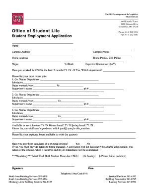 Student Employment Application