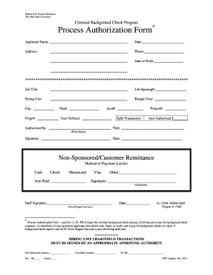 Criminal Background Check Authorization Form