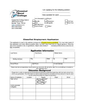 Classified Employment Application