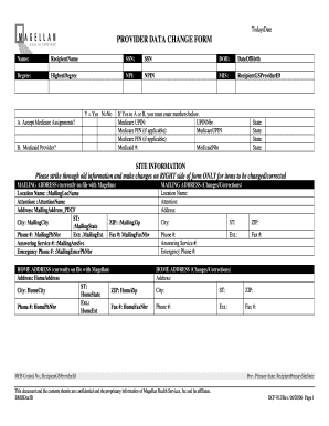 Provider Data Change Form